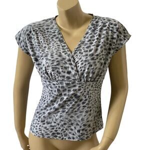 NO BOUNDARIES Womens Size Large (11/13) Y2K Vintage Animal Print V Neck Shirt